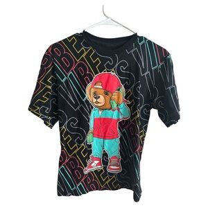 Hustle Vibrant Kids Graphic Tee with Bear Design size L(14/16)